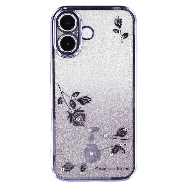 KADEM For iPhone 16 Case TPU Bling Glitter Phone Cover Gradient Shiny Design - Purple