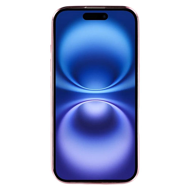 KADEM For iPhone 16 Case TPU Gradient Glitter Phone Cover with Lanyards - Rose Gold