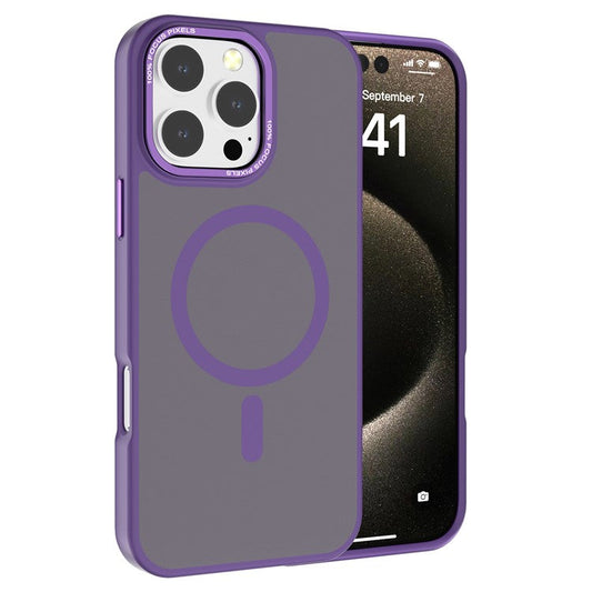 For iPhone 16 Pro Magnetic Case TPU+PC Phone Cover Matte Skin-Friendly Touch - Dark Purple