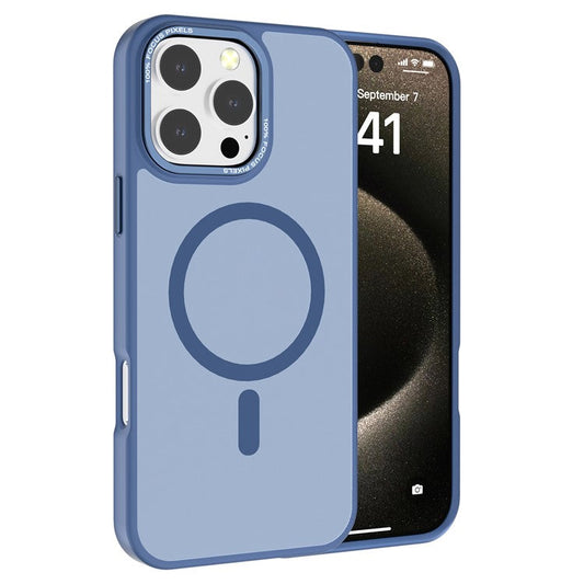 For iPhone 16 Pro Magnetic Case TPU+PC Phone Cover Matte Skin-Friendly Touch - Blue