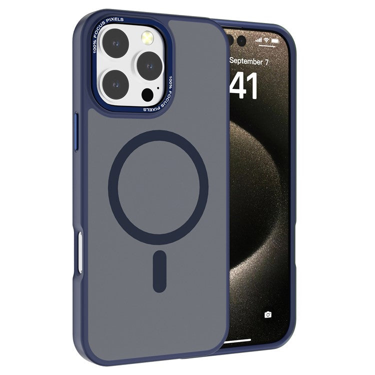 For iPhone 16 Pro Magnetic Case TPU+PC Phone Cover Matte Skin-Friendly Touch - Sapphire