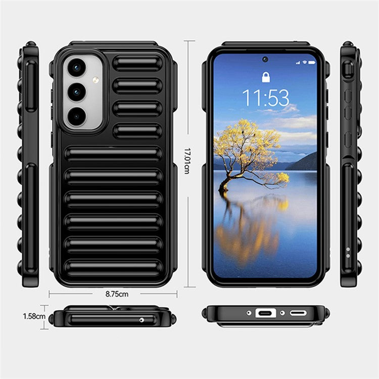 WANLONFENG LK Series for Samsung Galaxy A55 5G TPU Case Capsule Ribbed Design with Screen Film - Black