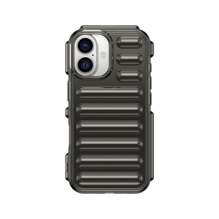 WANLONFENG LK Series for iPhone 16 Plus Case Anti-drop TPU Phone Cover with Screen Film - Transparent Grey