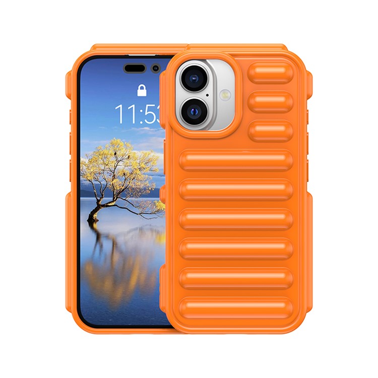 WANLONFENG LK Series for iPhone 16 TPU Case Capsule Phone Cover with Screen Film 2-in-1 - Orange