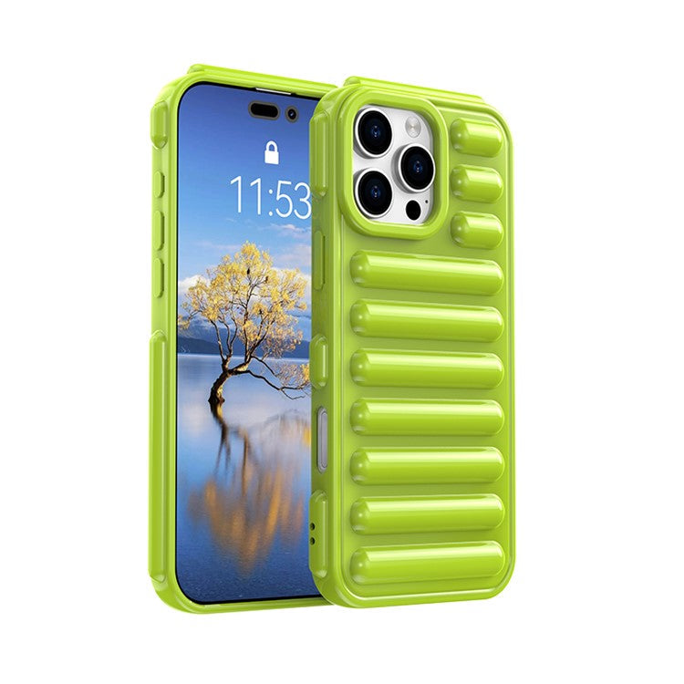 WANLONFENG LK Series for iPhone 16 Pro Case Ribbed TPU Soft Phone Cover with Screen Film - Green