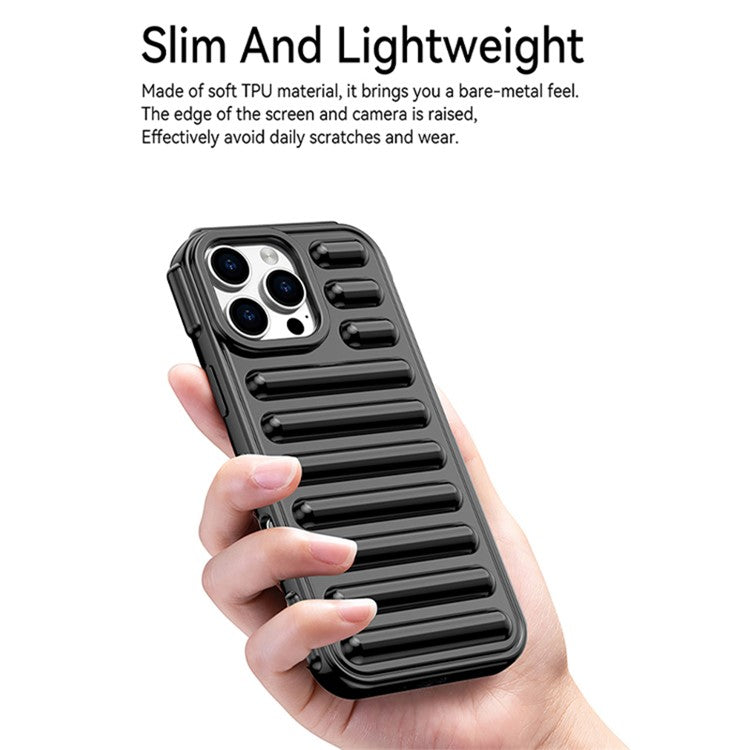 WANLONFENG LK Series for iPhone 16 Pro Case Ribbed TPU Soft Phone Cover with Screen Film - Green