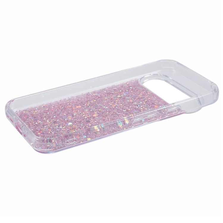 For Google Pixel 9 Pro XL Case Shockproof Soft TPU Phone Cover Glittery Design - Pink