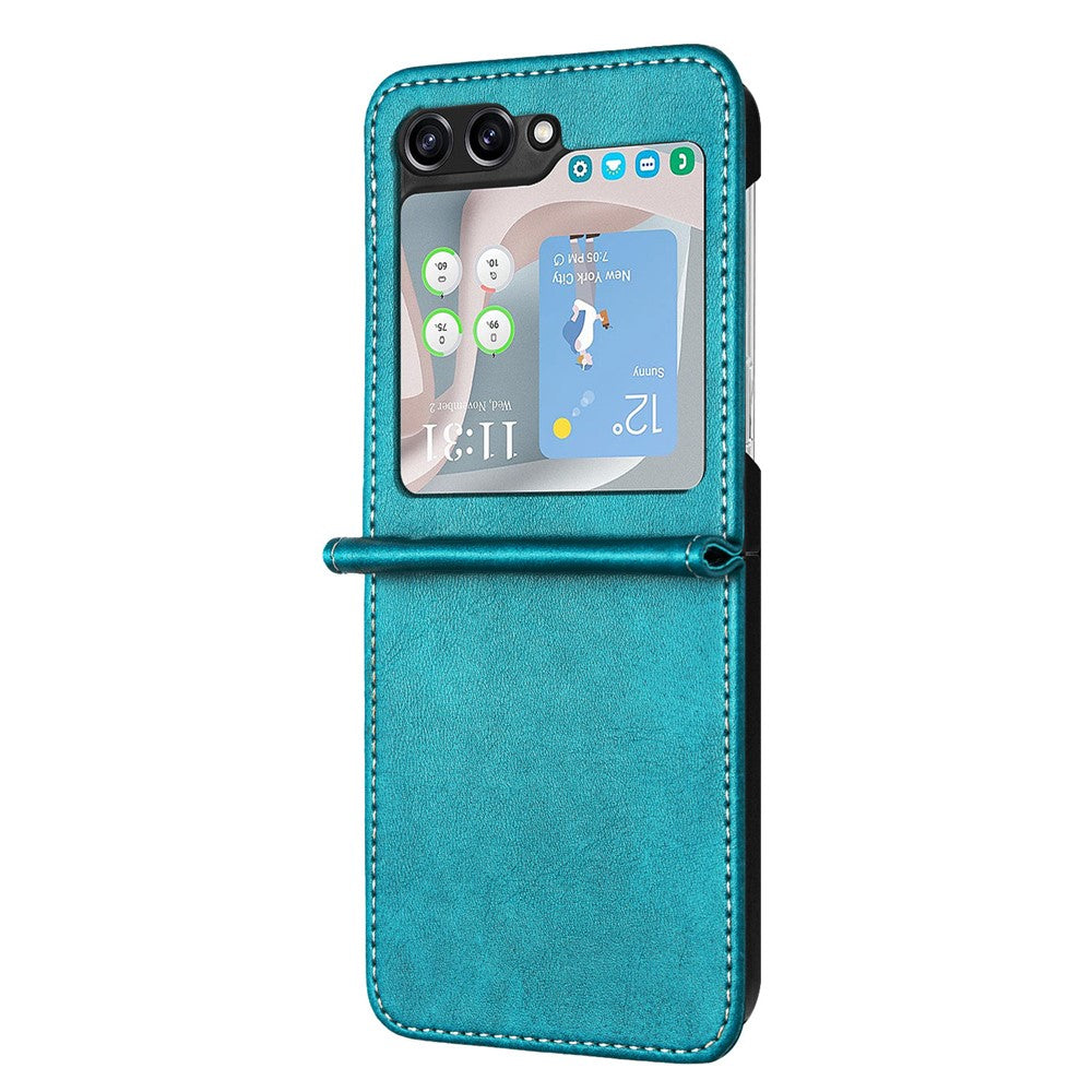 For Samsung Galaxy Z Flip7 FE 5G / Z Flip6 5G / Z Flip5 5G Case PU Leather Hard PC Phone Cover Calf Texture - Green