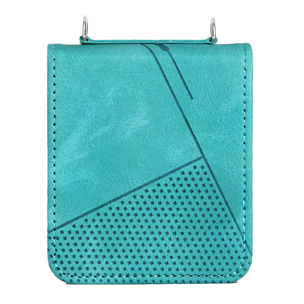 For Samsung Galaxy Z Flip7 FE 5G / Z Flip6 5G / Z Flip5 5G Case Triangle Patterns PU Leather Hard PC Crossbody Phone Cover - Green