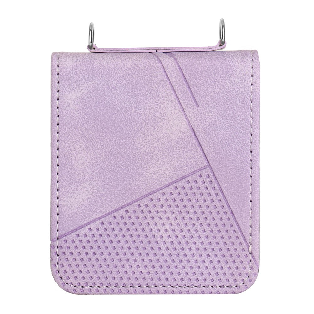 For Samsung Galaxy Z Flip7 FE 5G / Z Flip6 5G / Z Flip5 5G Case Triangle Patterns PU Leather Hard PC Crossbody Phone Cover - Purple