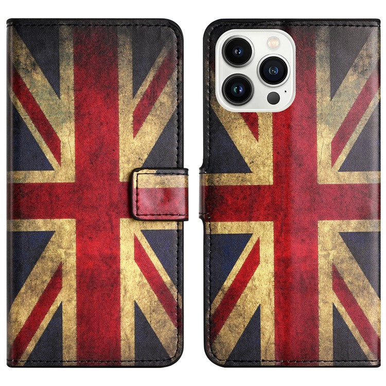 For iPhone 16 Pro Case Pattern Print PU Leather Wallet Flip Phone Cover - Union Jack