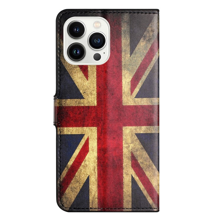 For iPhone 16 Pro Case Pattern Print PU Leather Wallet Flip Phone Cover - Union Jack