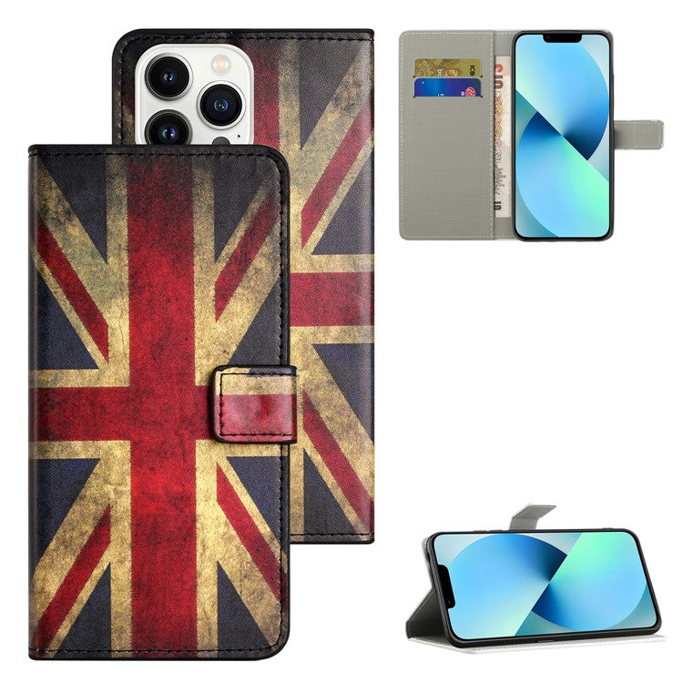 For iPhone 16 Pro Case Pattern Print PU Leather Wallet Flip Phone Cover - Union Jack