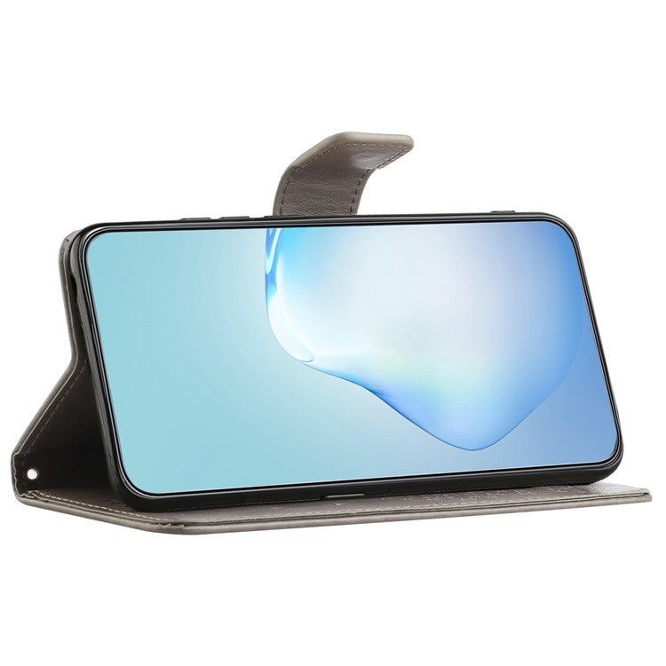 For iPhone 16 Case Wallet PU Leather Protective Phone Cover Owl Tree Pattern - Grey