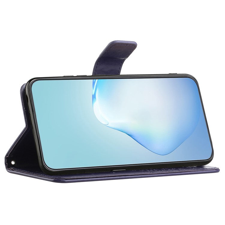 For iPhone 16 Case Wallet PU Leather Protective Phone Cover Owl Tree Pattern - Dark Purple