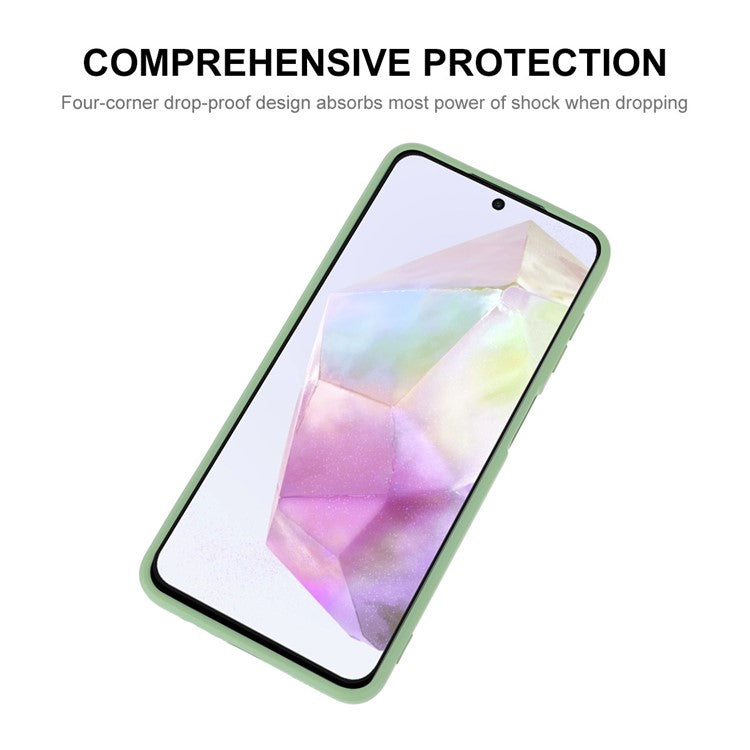 ENKAY HAT PRINCE For Samsung Galaxy A35 5G Case Anti-Scratch Silicone Phone Cover Straight Edge - Dark Blue