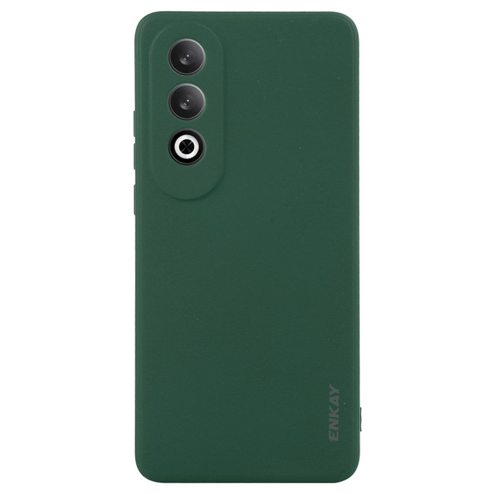 ENKAY HAT PRINCE For Oppo K12 Case Straight Edge Solid Color Silicone Phone Cover - Blackish Green