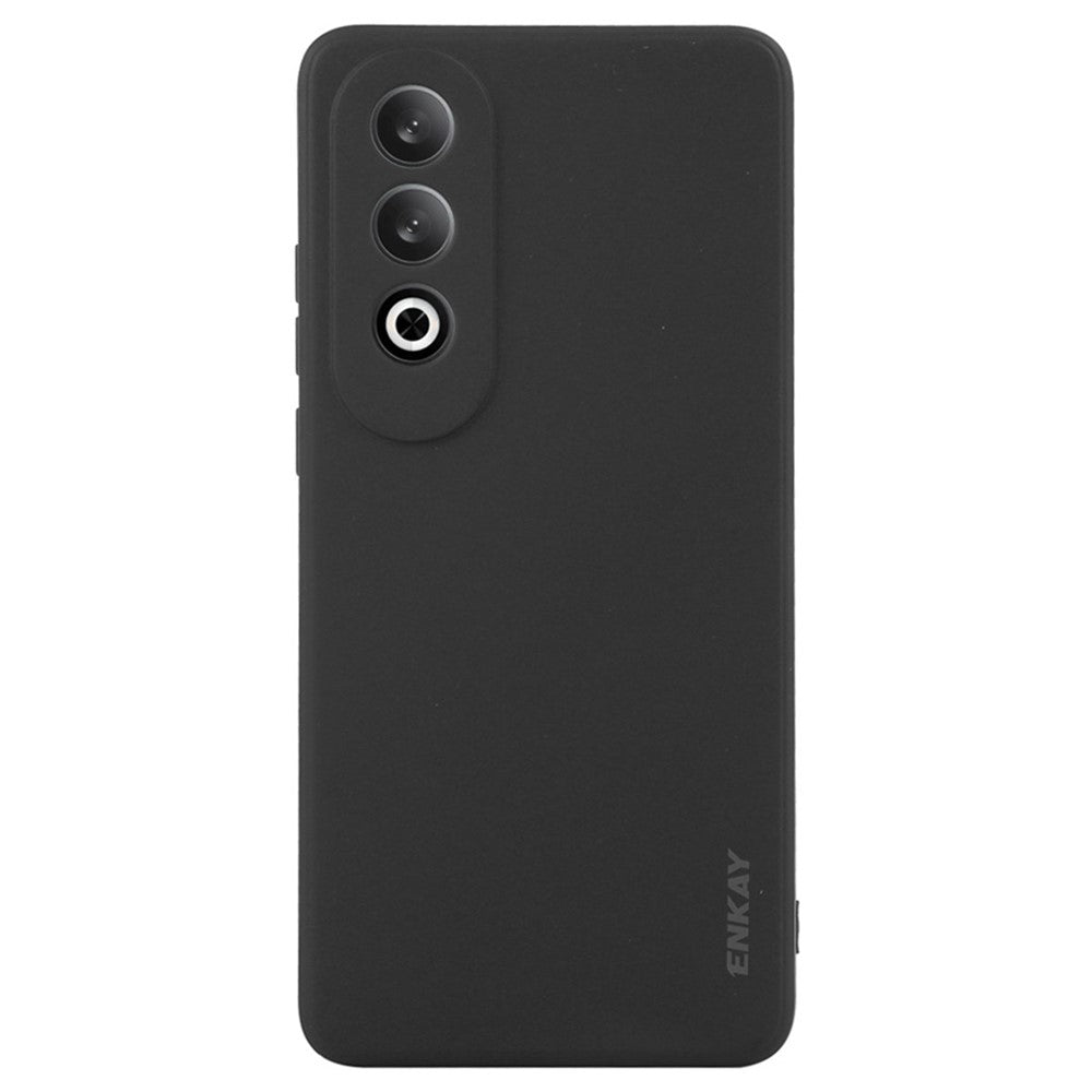 ENKAY HAT PRINCE For Oppo K12 Case Straight Edge Solid Color Silicone Phone Cover - Black