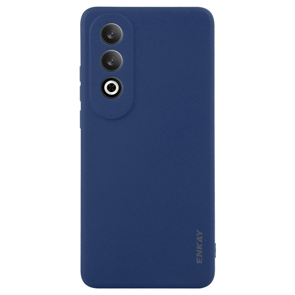 ENKAY HAT PRINCE For Oppo K12 Case Straight Edge Solid Color Silicone Phone Cover - Dark Blue