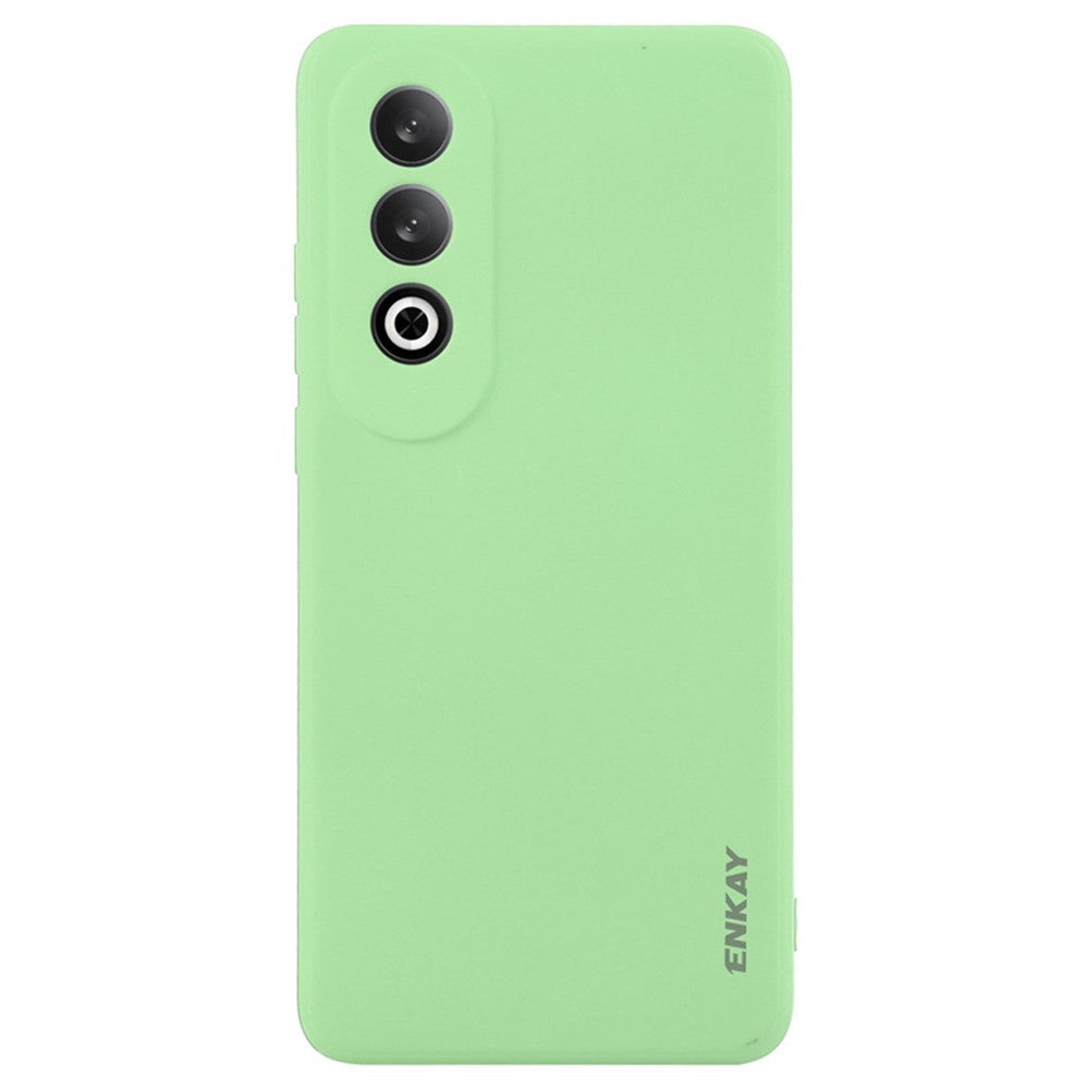 ENKAY HAT PRINCE For Oppo K12 Case Straight Edge Solid Color Silicone Phone Cover - Light Green