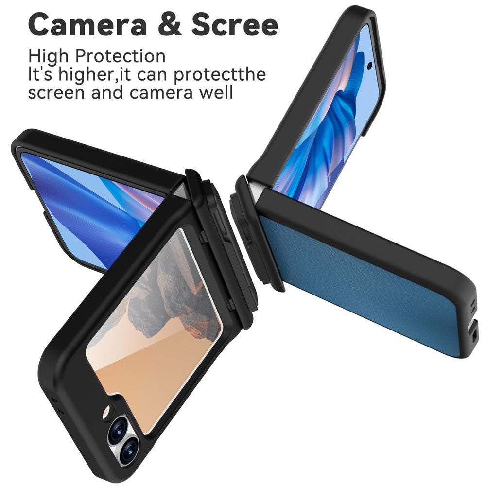 GW181 For Samsung Galaxy Z Flip7 FE 5G / Z Flip6 5G Case Litchi Texture PU+PC Kickstand Phone Cover - Baby Blue