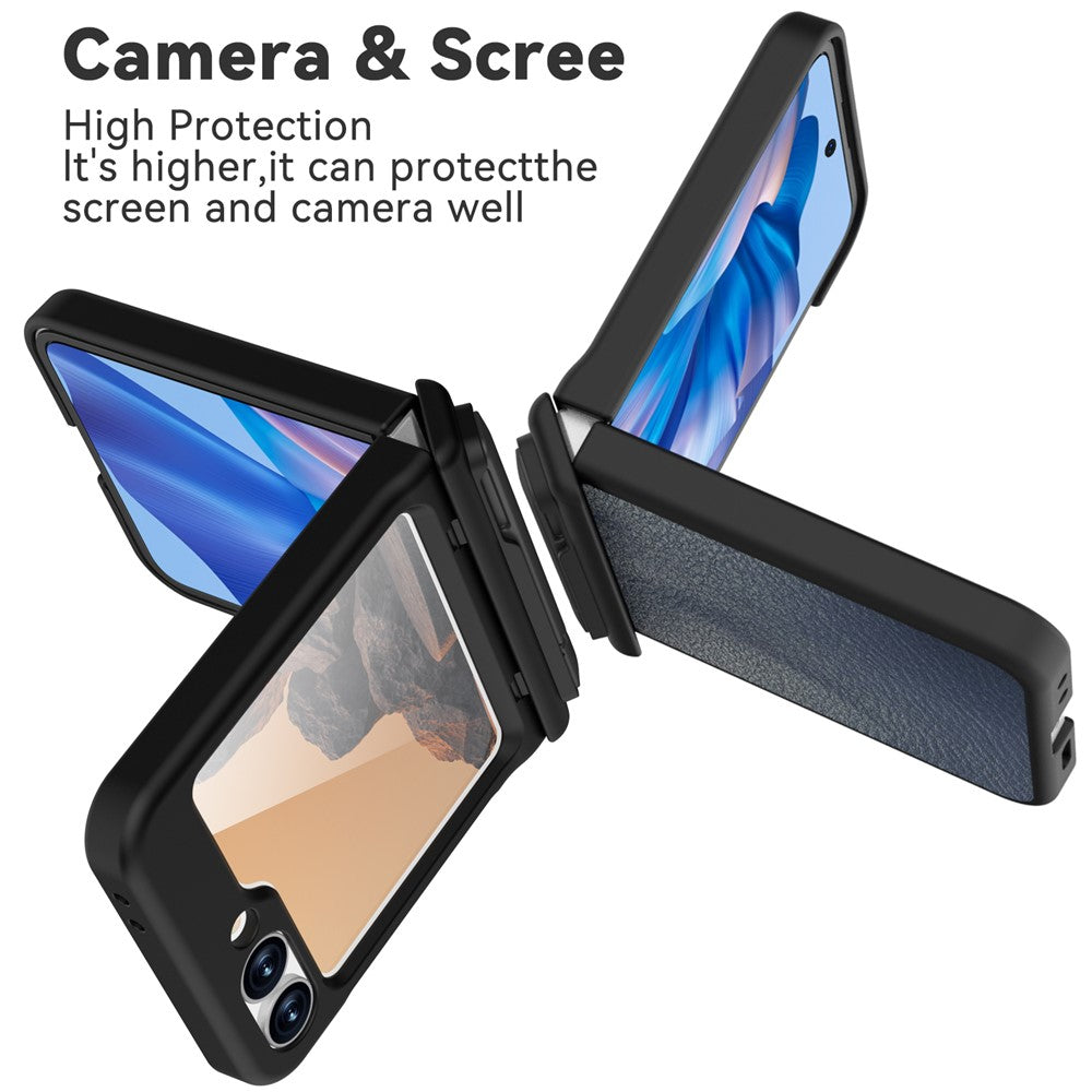 GW181 For Samsung Galaxy Z Flip7 FE 5G / Z Flip6 5G Case Litchi Texture PU+PC Kickstand Phone Cover - Slate Blue