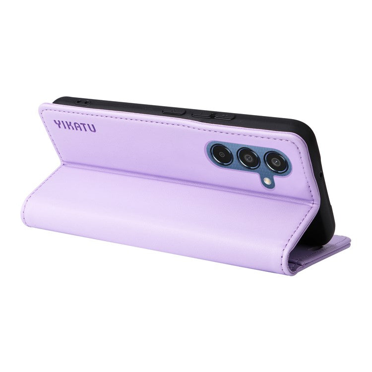 YIKATU YK-001 For Samsung Galaxy M35 5G Case Leather Flip Phone Cover Hidden Magnetic Absorption - Light Purple