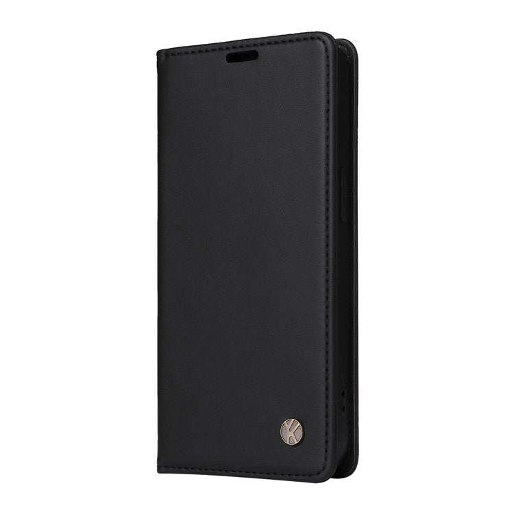 YIKATU YK-001 For Samsung Galaxy M35 5G Case Leather Flip Phone Cover Hidden Magnetic Absorption - Black