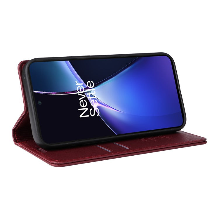 YIKATU YK-001 For OnePlus Nord CE4 Lite 5G / Oppo K12x 5G (China) Case Leather Phone Cover Magnetic Closure Bookstyle Stand - Wine Red