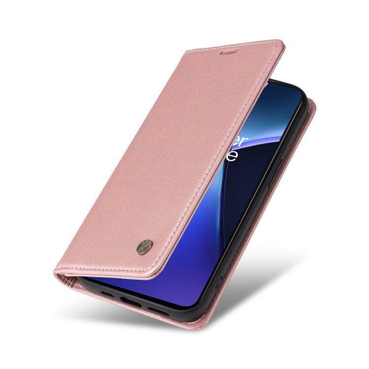 YIKATU YK-001 For OnePlus Nord CE4 Lite 5G / Oppo K12x 5G (China) Case Leather Phone Cover Magnetic Closure Bookstyle Stand - Rose Gold