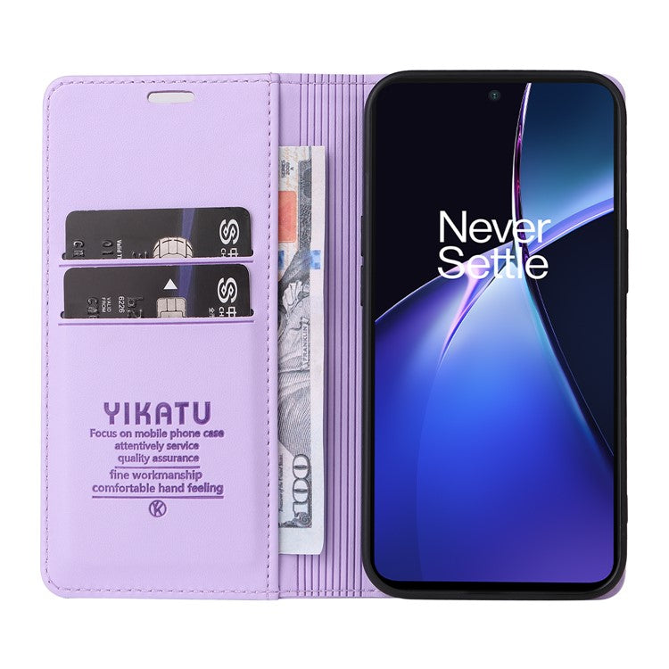 YIKATU YK-001 For OnePlus Nord CE4 Lite 5G / Oppo K12x 5G (China) Case Leather Phone Cover Magnetic Closure Bookstyle Stand - Light Purple