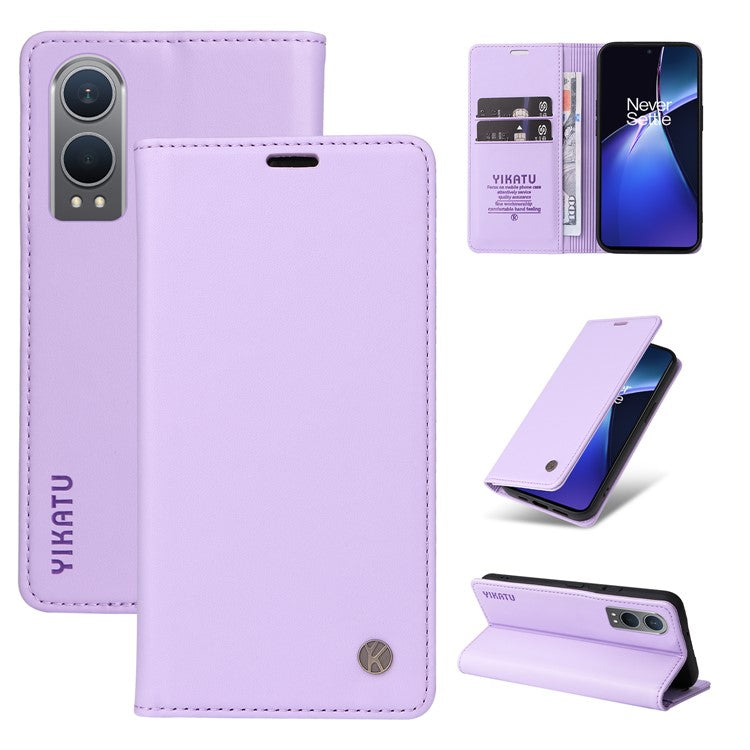 YIKATU YK-001 For OnePlus Nord CE4 Lite 5G / Oppo K12x 5G (China) Case Leather Phone Cover Magnetic Closure Bookstyle Stand - Light Purple