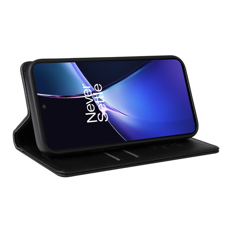 YIKATU YK-001 For OnePlus Nord CE4 Lite 5G / Oppo K12x 5G (China) Case Leather Phone Cover Magnetic Closure Bookstyle Stand - Black
