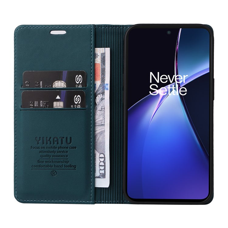 YIKATU YK-001 For OnePlus Nord CE4 Lite 5G / Oppo K12x 5G (China) Case Leather Phone Cover Magnetic Closure Bookstyle Stand - Green