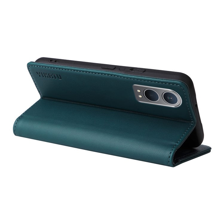 YIKATU YK-001 For OnePlus Nord CE4 Lite 5G / Oppo K12x 5G (China) Case Leather Phone Cover Magnetic Closure Bookstyle Stand - Green