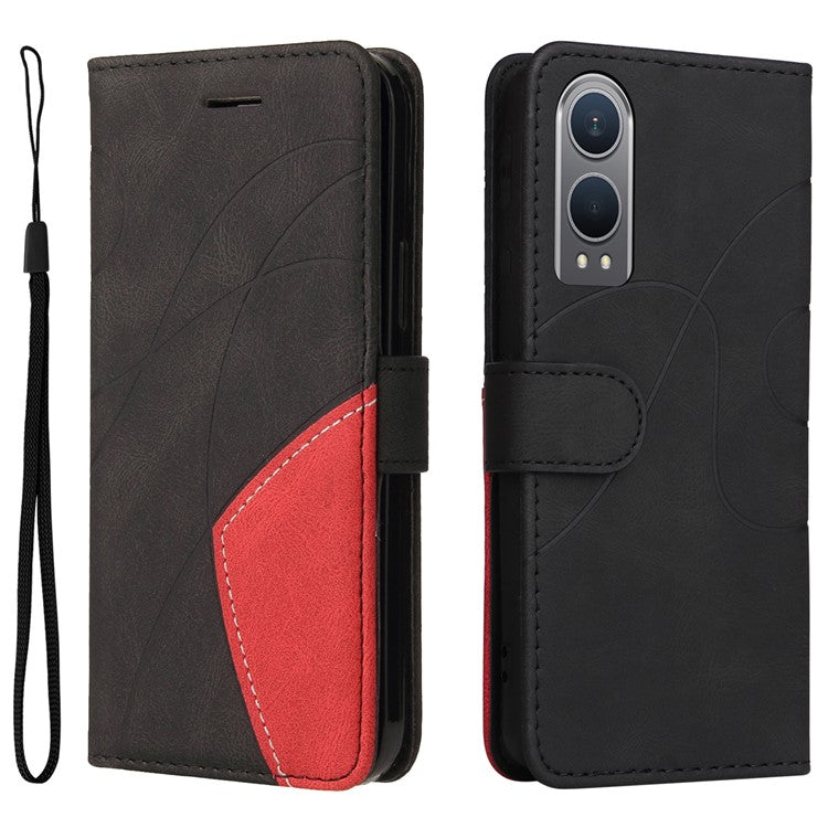 KT Leather Series-1 For OnePlus Nord CE4 Lite 5G / Oppo K12x 5G (China) Case Phone Cover Color Splicing Full Protection - Black