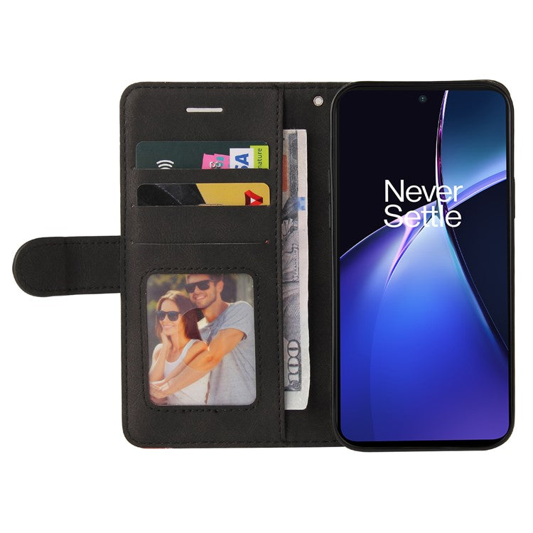 KT Leather Series-1 For OnePlus Nord CE4 Lite 5G / Oppo K12x 5G (China) Case Phone Cover Color Splicing Full Protection - Black