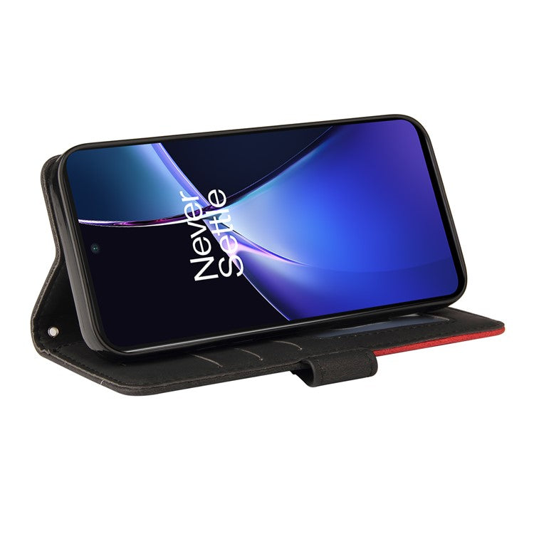 KT Leather Series-1 For OnePlus Nord CE4 Lite 5G / Oppo K12x 5G (China) Case Phone Cover Color Splicing Full Protection - Black