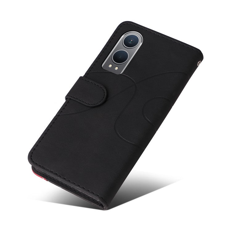 KT Leather Series-1 For OnePlus Nord CE4 Lite 5G / Oppo K12x 5G (China) Case Phone Cover Color Splicing Full Protection - Black