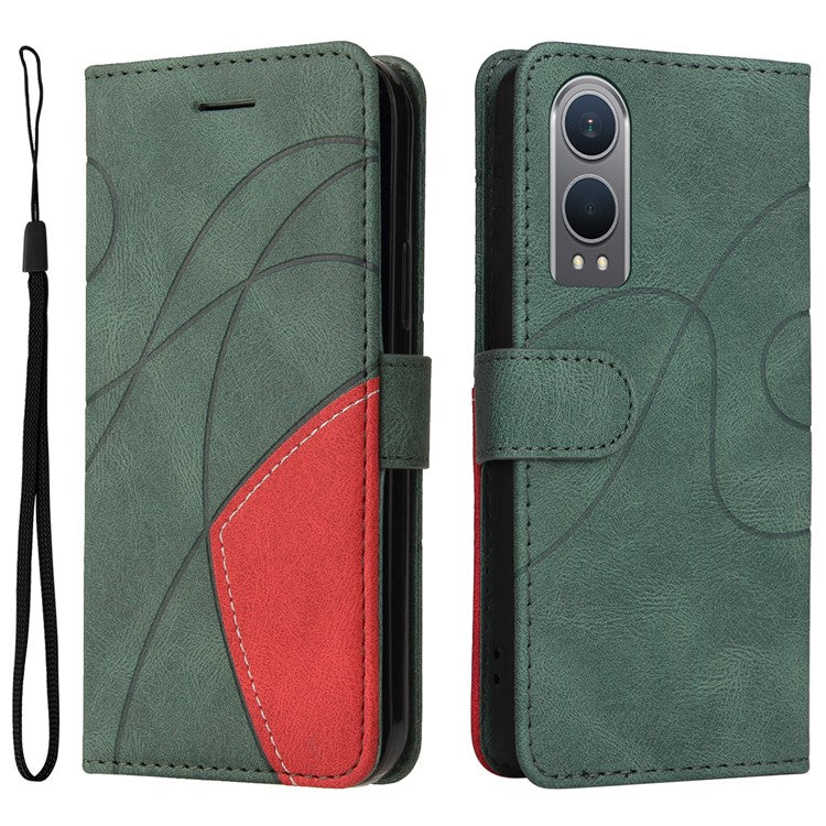 KT Leather Series-1 For OnePlus Nord CE4 Lite 5G / Oppo K12x 5G (China) Case Phone Cover Color Splicing Full Protection - Green