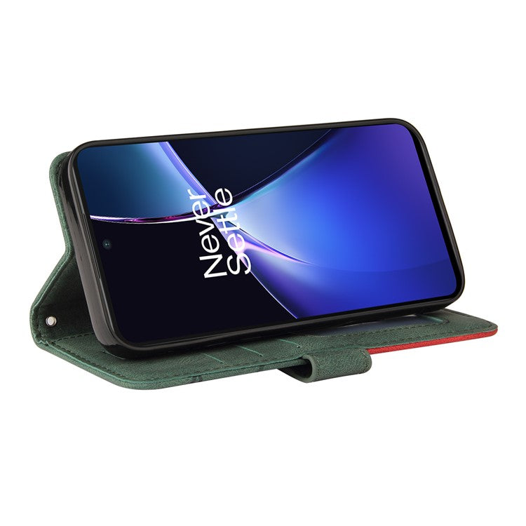 KT Leather Series-1 For OnePlus Nord CE4 Lite 5G / Oppo K12x 5G (China) Case Phone Cover Color Splicing Full Protection - Green