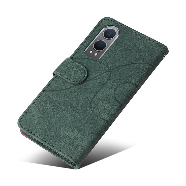 KT Leather Series-1 For OnePlus Nord CE4 Lite 5G / Oppo K12x 5G (China) Case Phone Cover Color Splicing Full Protection - Green