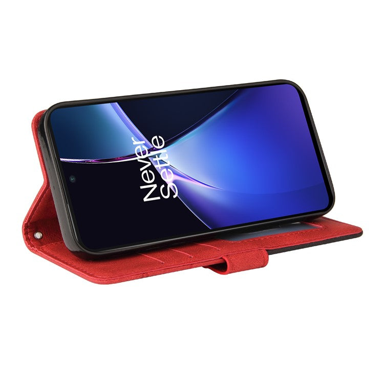 KT Leather Series-1 For OnePlus Nord CE4 Lite 5G / Oppo K12x 5G (China) Case Phone Cover Color Splicing Full Protection - Red