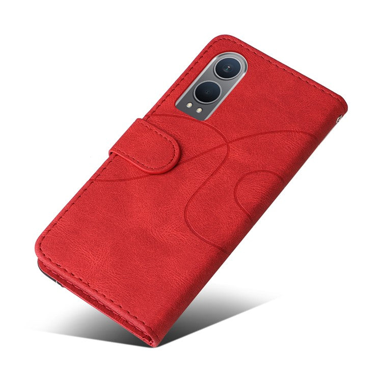 KT Leather Series-1 For OnePlus Nord CE4 Lite 5G / Oppo K12x 5G (China) Case Phone Cover Color Splicing Full Protection - Red