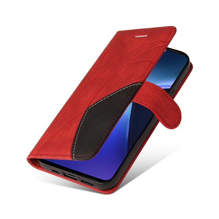 KT Leather Series-1 For OnePlus Nord CE4 Lite 5G / Oppo K12x 5G (China) Case Phone Cover Color Splicing Full Protection - Red