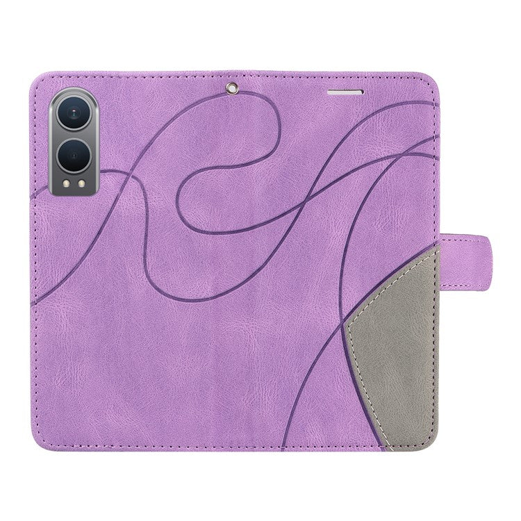 KT Leather Series-1 For OnePlus Nord CE4 Lite 5G / Oppo K12x 5G (China) Case Phone Cover Color Splicing Full Protection - Light Purple