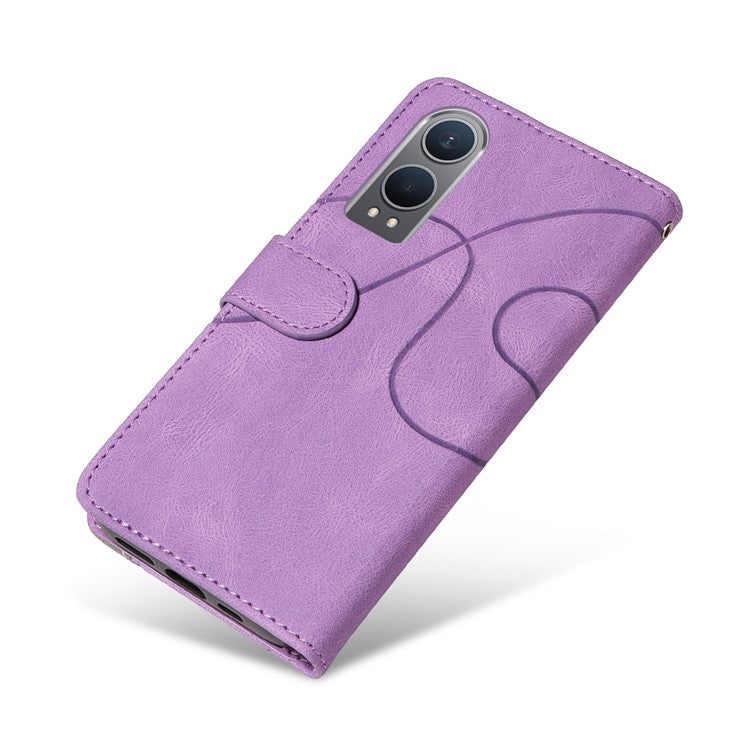 KT Leather Series-1 For OnePlus Nord CE4 Lite 5G / Oppo K12x 5G (China) Case Phone Cover Color Splicing Full Protection - Light Purple