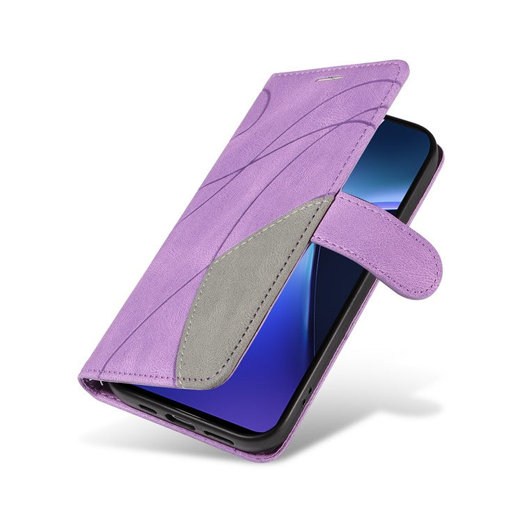 KT Leather Series-1 For OnePlus Nord CE4 Lite 5G / Oppo K12x 5G (China) Case Phone Cover Color Splicing Full Protection - Light Purple