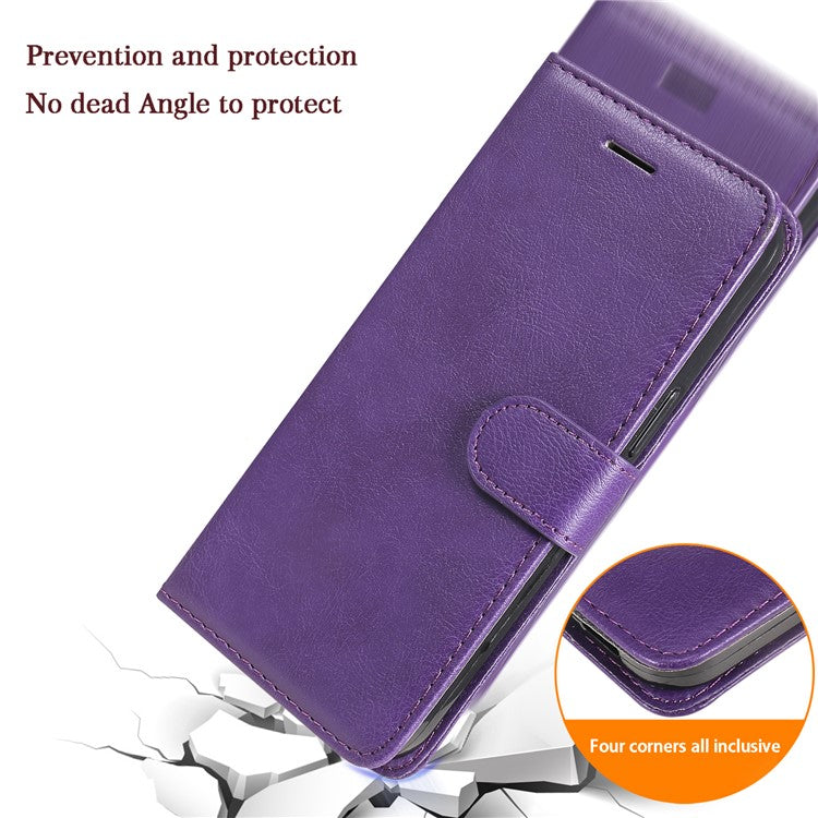 For Samsung Galaxy M35 5G Case Solid Color Leather Mobile Cover Wallet Stand with Strap - Purple