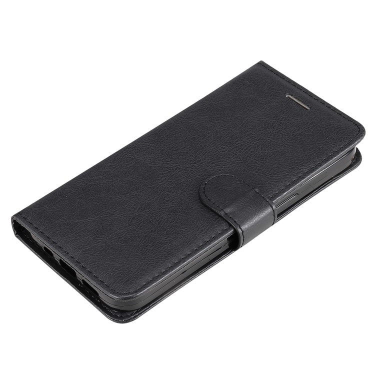 For Samsung Galaxy M35 5G Case Solid Color Leather Mobile Cover Wallet Stand with Strap - Black